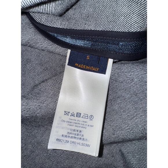 Louis Vuitton Salt Print Denim Blue Damier LV Logo Short Sleeve Button Shirt S - Picture 13 of 16